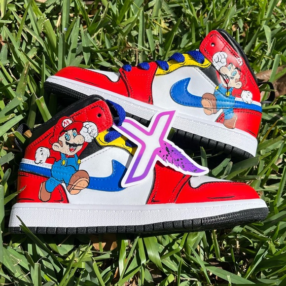 Nike Other - Custom Air Jordan 1 Mid Mario Kid Toddler Birthday Shoes